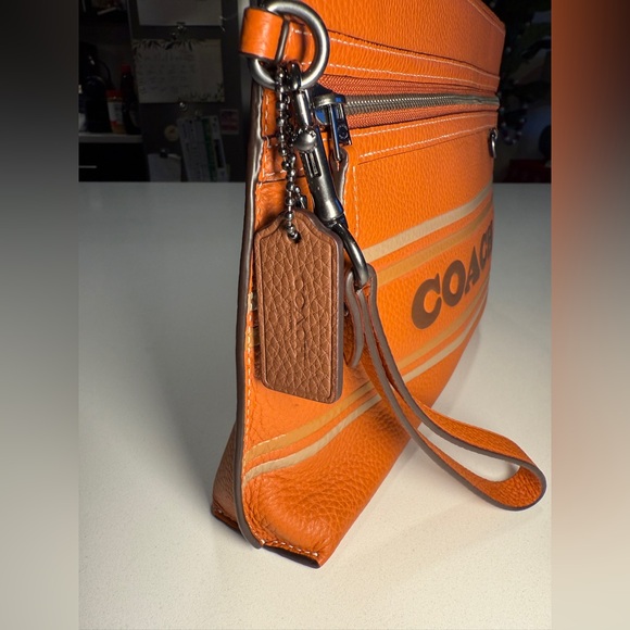 COACH - Leather Zip Clutch / Pouch / Wristlet, Orange - Picture 6 of 9